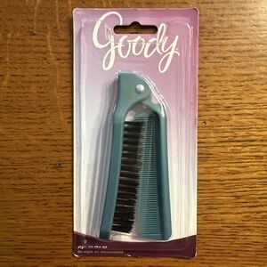 Vintage Goody Folding Travel Brush Comb Made In USA Sealed Dark Green NOS